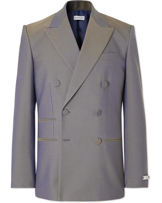 Burberry Gray Double-breasted Wool Suit Jacket for men
