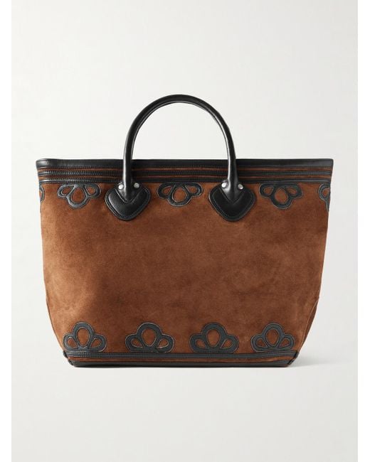 Bode Brown Leather-trimmed Suede Tote Bag for men