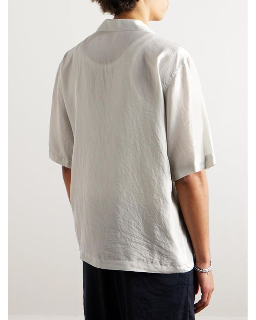 Barena White Solana Camp-collar Garment-dyed Silk Shirt for men