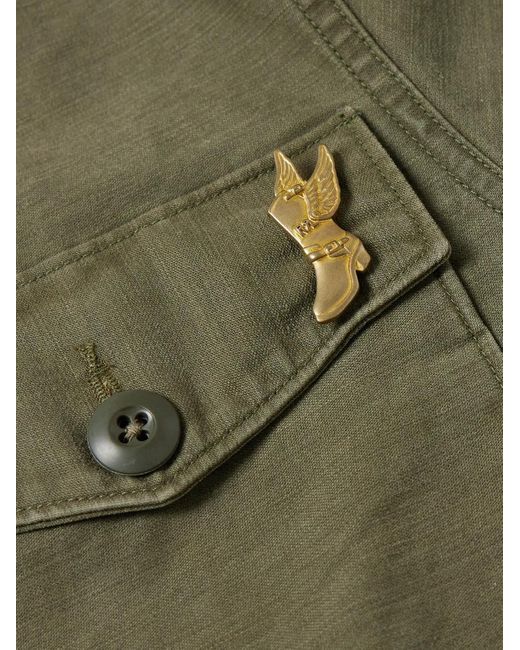 RRL Green Regiment Pin-embellished Cotton Overshirt for men