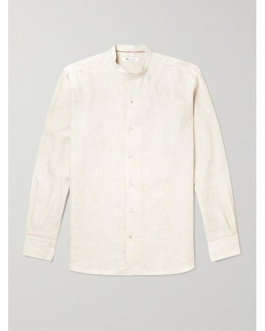 Loro Piana Natural Arizona Grandad-Collar Linen Shirt for men