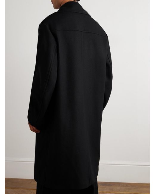 Dries Van Noten Doppelreihiger Oversized-Mantel aus Twill aus einer Wollmischung in Black für Herren