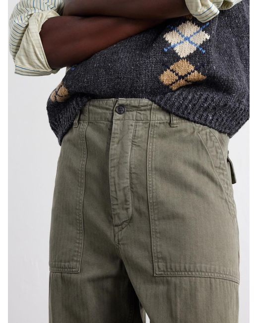 Visvim Gray Benning Straigh-Leg Herringbone Cotton Trousers for men