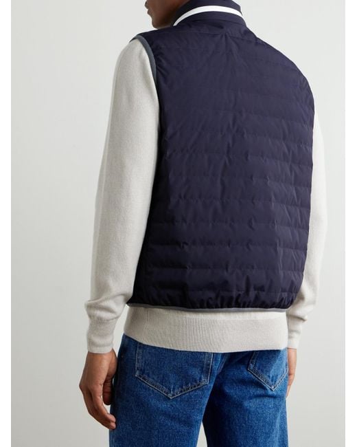 Brunello Cucinelli Daunenweste aus gestepptem Shell mit Logostickerei in Blue für Herren