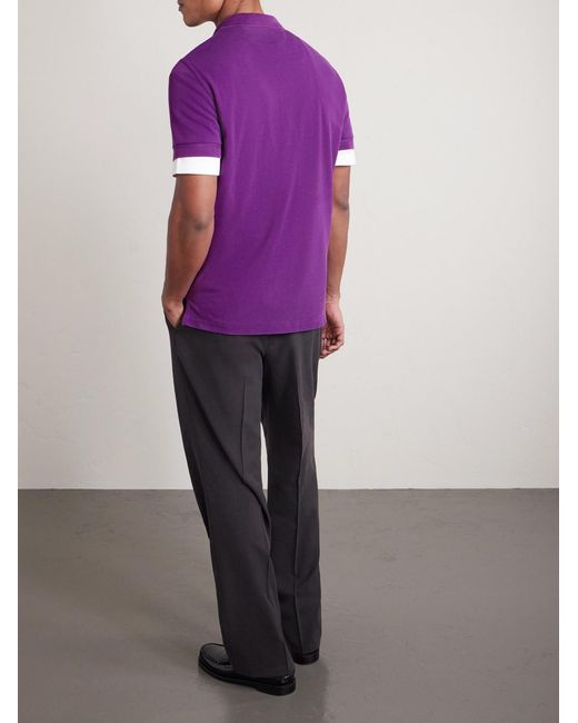 Tom Ford Purple Slim-fit Lyocell And Cotton-blend Piqué Polo Shirt for men