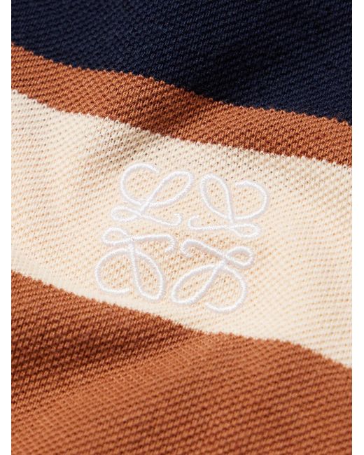 Loewe Multicolor Paula's Ibiza Striped Cotton And Linen-Blend Piqué Polo Shirt for men