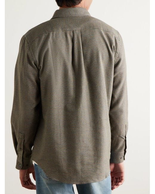 Portuguese Flannel Gray Dylan Puppytooth Cotton-Flannel Shirt for men