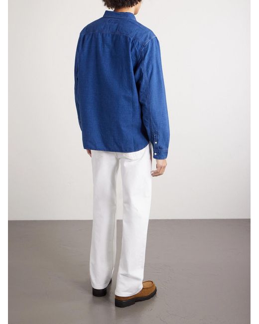 RRL Blue Button-down Collar Cotton Oxford Shirt for men