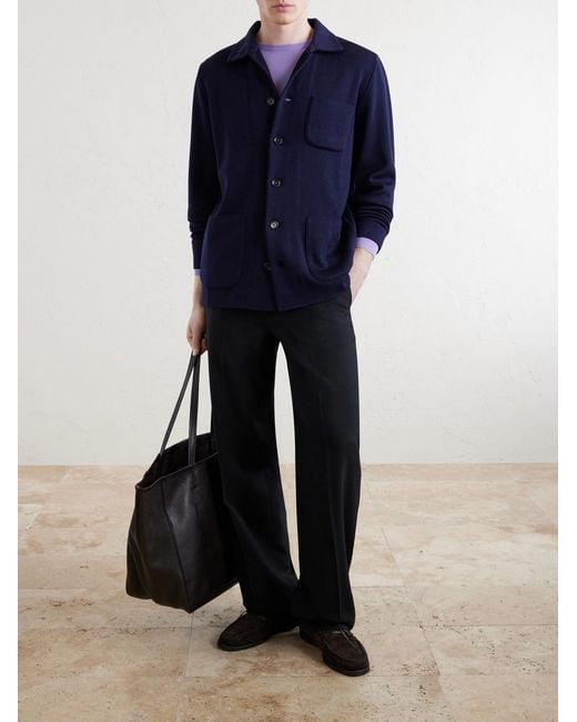 Lardini Blue Virgin Wool Cardigan for men