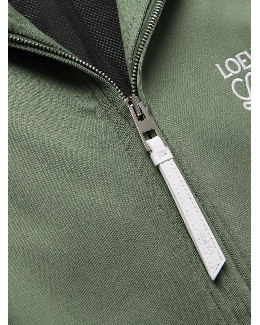 Loewe Green Twill-Trimmed Logo-Embroidered Tech-Jersey Track Jacket for men