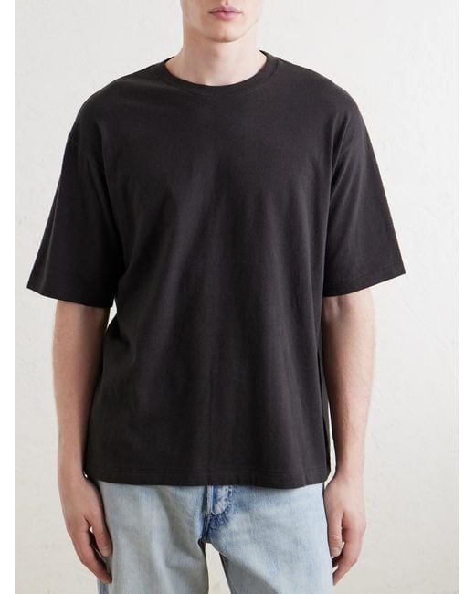 Auralee Black Organic Cotton-Jersey T-Shirt for men