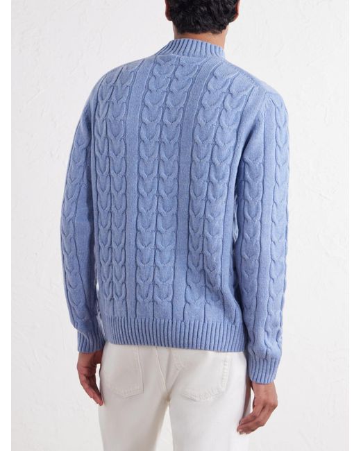 Slowear Blue Zanone Slim-Fit Cable-Knit Virgin Wool Sweater for men
