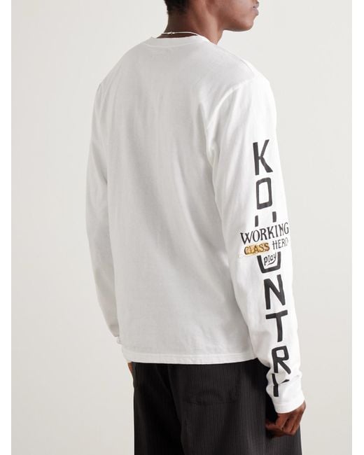 Kapital Natural Peckish Embroidered Printed Cotton-jersey T-shirt for men