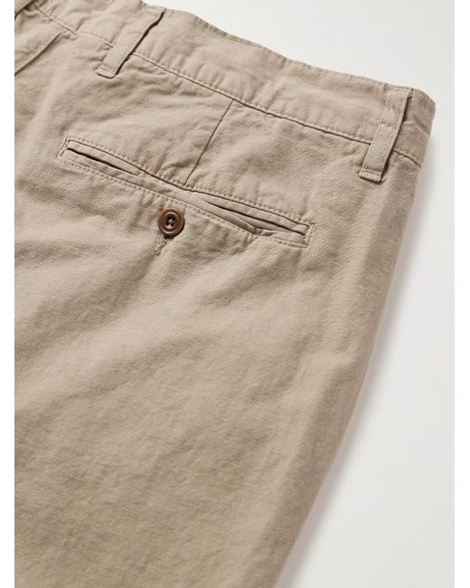 Hartford Natural Tyron Slim-fit Straight-leg Cotton And Linen-blend Trousers for men