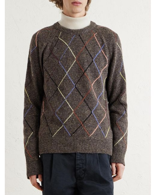 Argyle Wool And Cotton-Blend Sweater di Paul Smith in Gray da Uomo