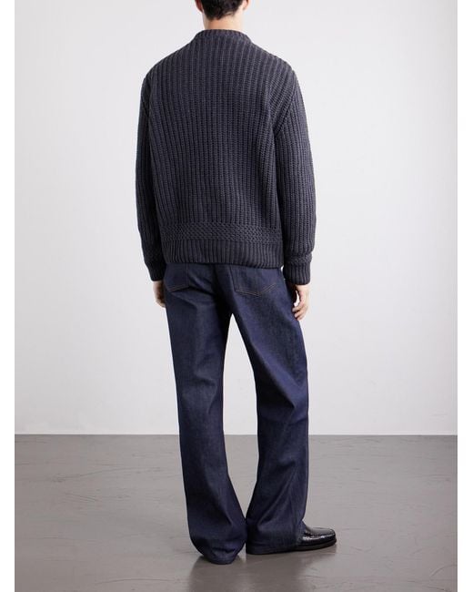 A.P.C. Blue Ron Ribbed Wool Sweater for men