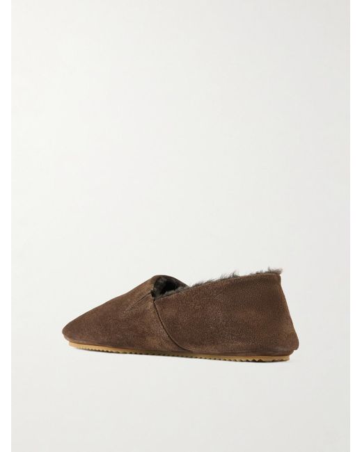Mr P. Brown Plush-Lined Suede Slippers for men