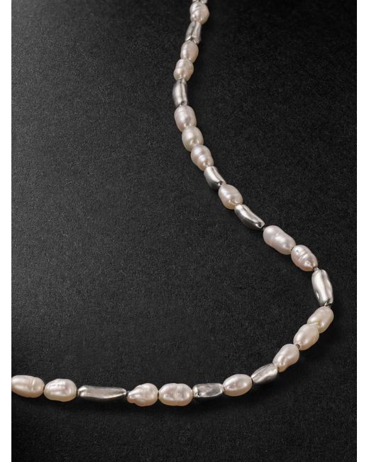 M. Cohen Black Hokkaido Sterling Pearl Beaded Necklace for men