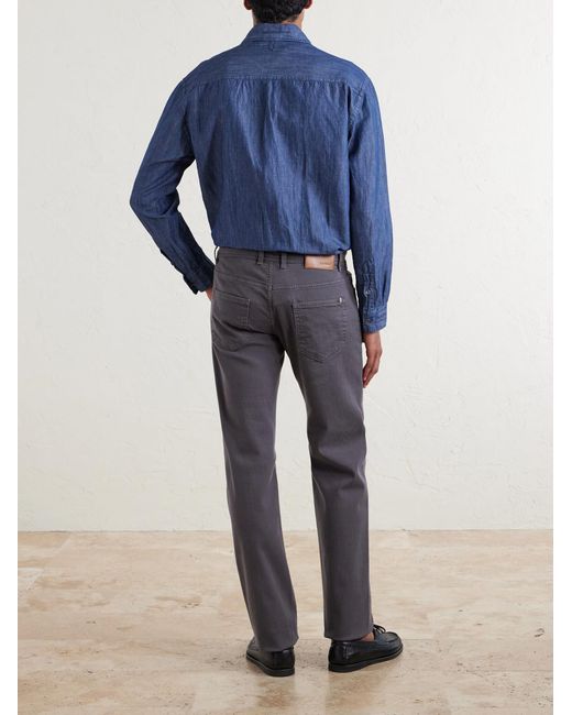 Canali Blue Straight-Leg Garment-Dyed Jeans for men