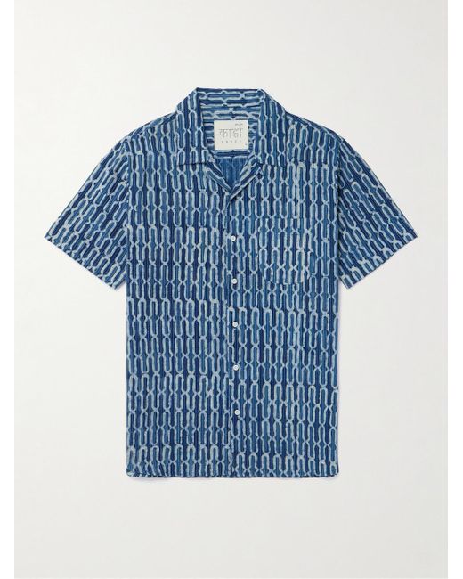 Kardo Blue Lamar Embroidered Printed Cotton Shirt for men