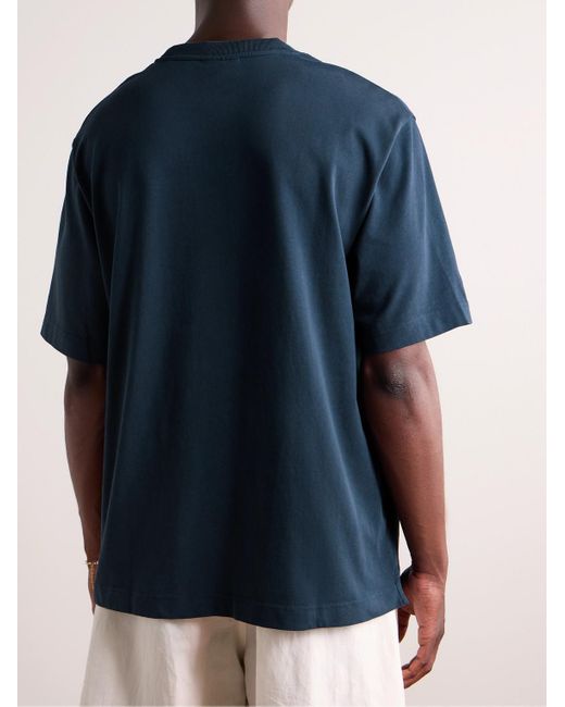 T-shirt in jersey di cotone con logo ricamato Go Faster di Maison Kitsuné in Blue da Uomo