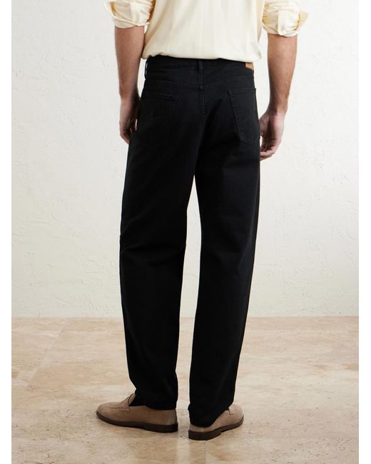 Brunello Cucinelli Blue Slim-Fit Straight-Leg Logo-Embroidered Jeans for men