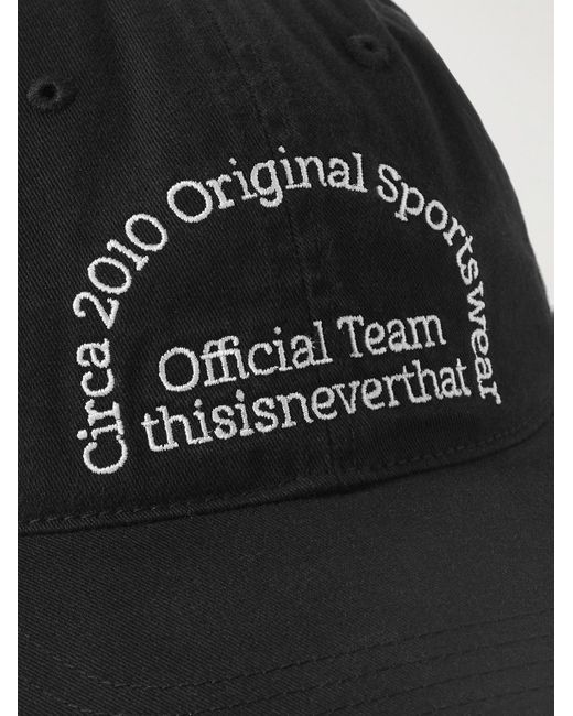 Thisisneverthat Black Logo-embroidered Cotton-twill Baseball Cap for men