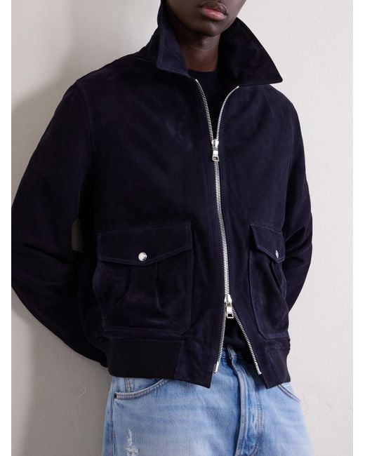 Mr P. Blue Suede Blouson Jacket for men