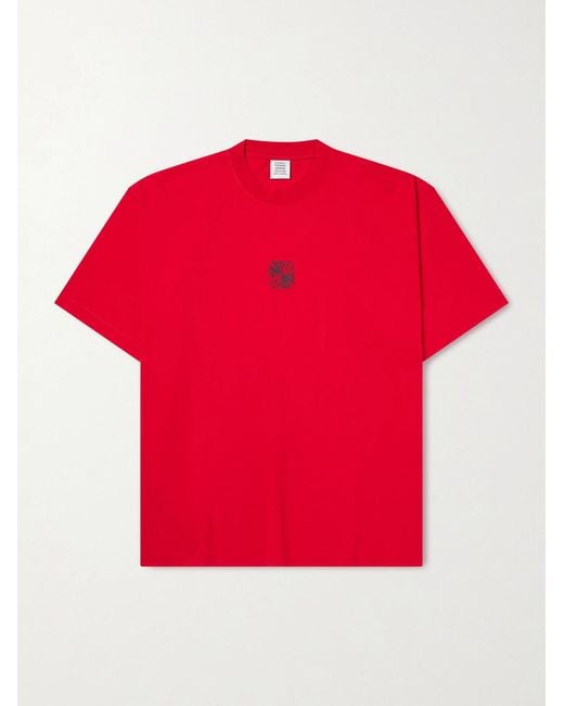 Vetements Red Biker Cross Logo-print Cotton-jersey T-shirt for men
