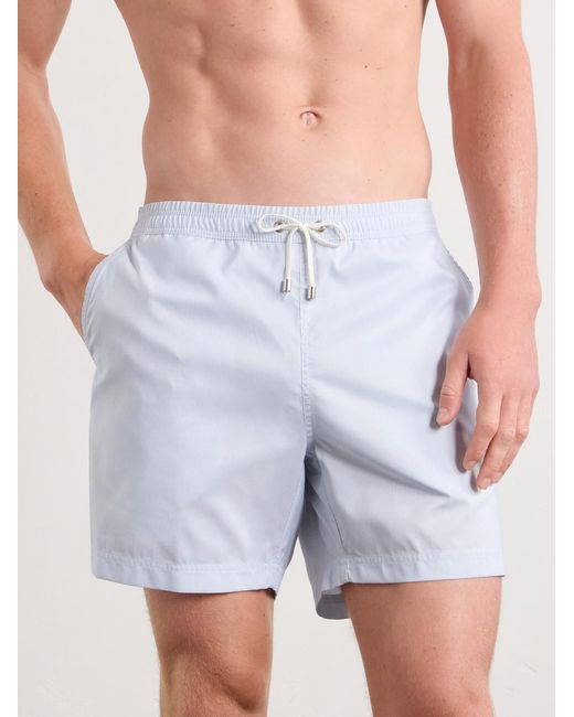 Sunspel Blue Fine Striped Straight-Leg Swim Shorts for men