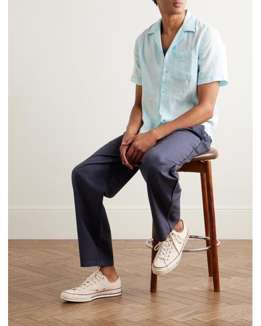 Vilebrequin Blue Charli Camp-Collar Linen Shirt for men