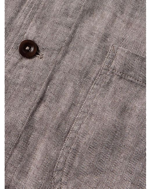 Sid Mashburn Gray Herringbone Linen Chore Jacket for men