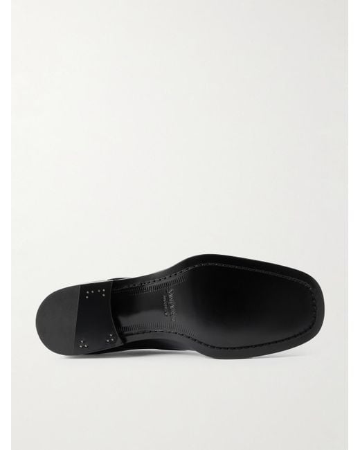 Saint Laurent Black Vadim Glossed-Leather Derby Shoes for men