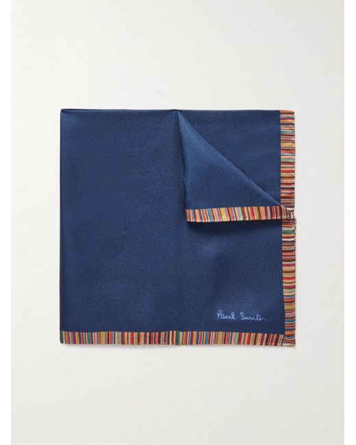Paul Smith Blue Striped Silk-twill Pocket Square for men