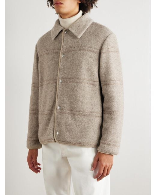 Loro Piana Natural Alta Badia Striped Yak Wool Overshirt for men