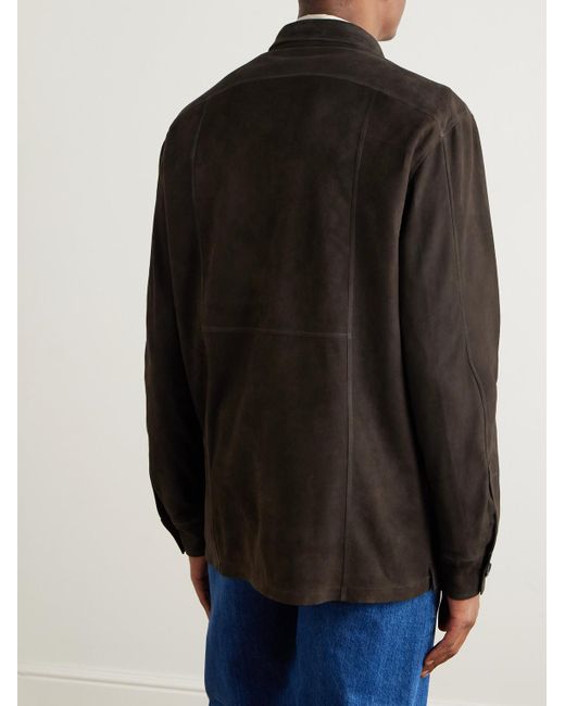 Thom Sweeney Black Suede Overshirt for men