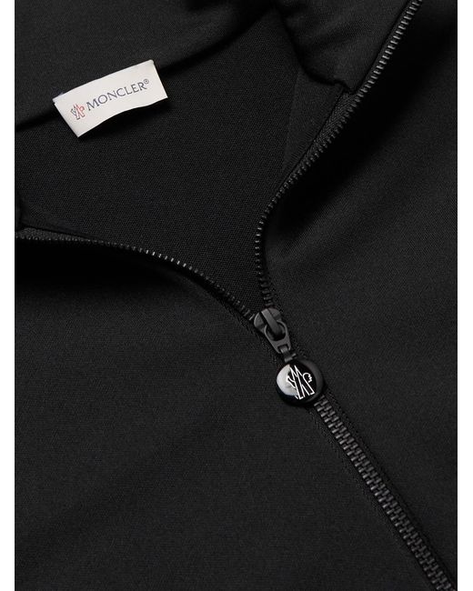 Moncler Black Logo-Appliquéd Studded Grosgrain-Trimmed Jersey Zip-Up Sweatshirt for men