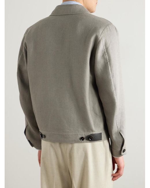 Brioni Bomberjacke aus einer Leinenmischung in Gray für Herren