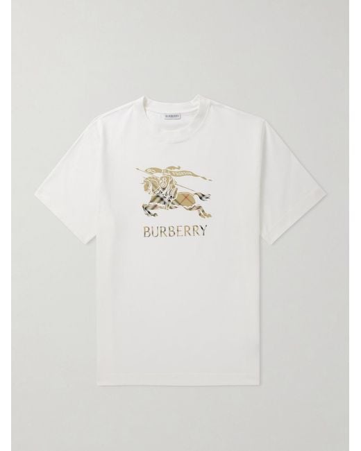 Burberry White Logo-Print Cotton-Jersey T-Shirt for men