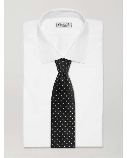 Cravatta in seta jacquard a pois Pickwick di Favourbrook in Black da Uomo
