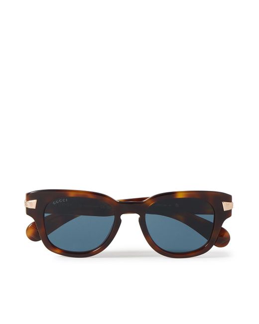 Gucci Blue D-frame Tortoiseshell Acetate And Gold-tone Sunglasses for men