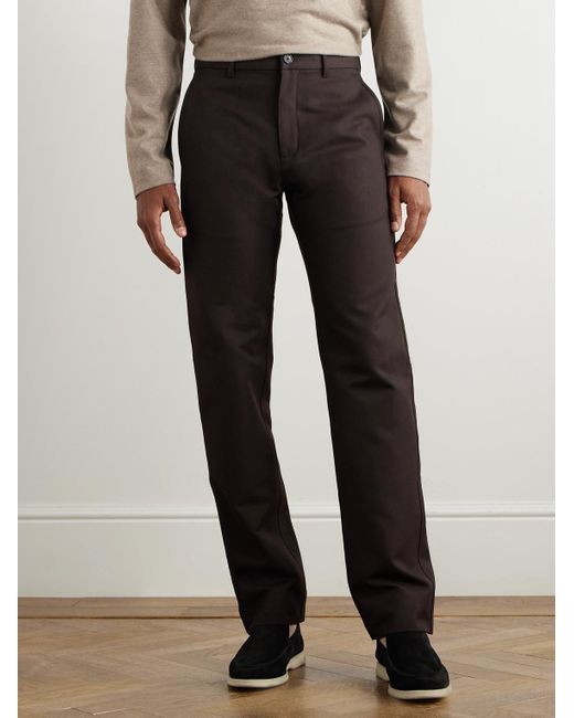 Loro Piana Black Harper Portland Straight-Leg Wool And Cotton-Blend Twill Trousers for men