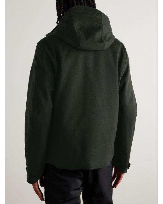 Sease Green Balma 2.0 Padded Coated-Cashmere Hooded Jacket for men