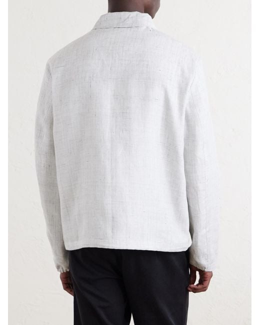 Mr P. White Checked Linen Blouson Jacket for men