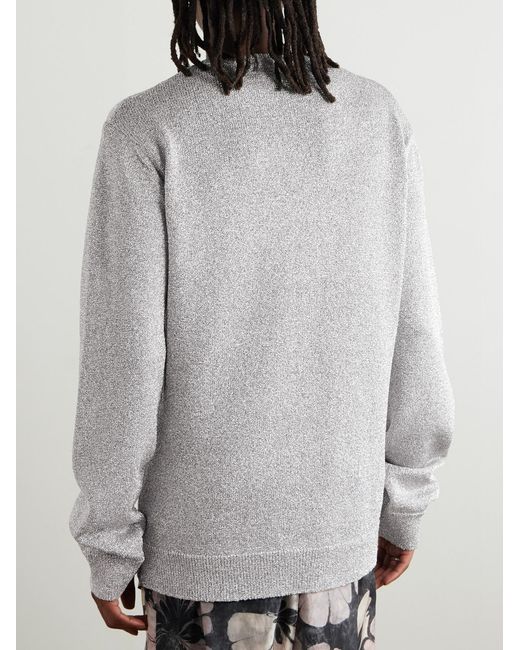 Dries Van Noten Gray Oversized Metallic Knitted Sweater for men