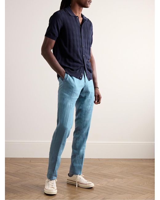 Pantaloni slim-fit in lino Venezia 1951 di Incotex in Blue da Uomo