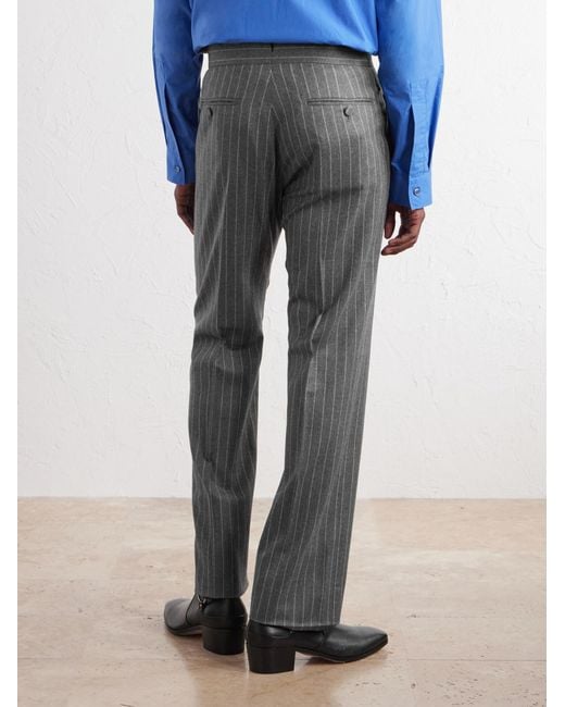 Tom Ford Gray Straight-Leg Pinstripe Wool-Flannel Trousers for men
