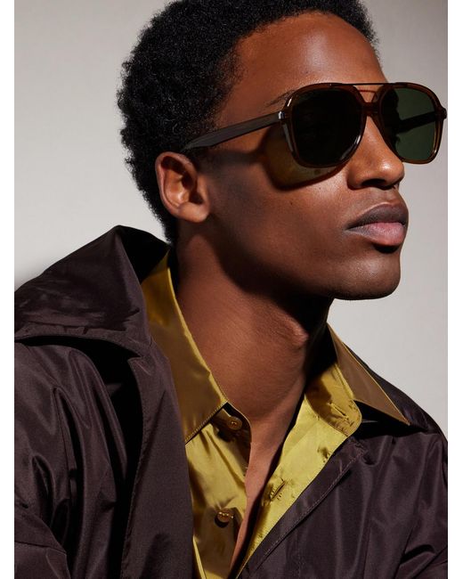 Saint Laurent Green Square-frame Acetate Sunglasses for men