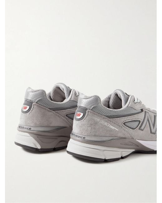 New Balance Gray 990v4 Suede And Mesh Sneakers for men