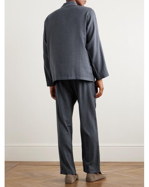 Thom Sweeney Blue Cotton-Twill Pyjama Set for men